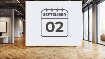 September  2 calendar reminder. 2 September  daily calendar icon template. Calendar 2 September  icon Design template. Vector illustration
 Wall mural