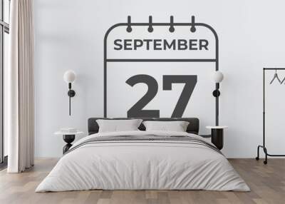 September  27 calendar reminder. 27 September  daily calendar icon template. Calendar 27 September  icon Design template. Vector illustration
 Wall mural