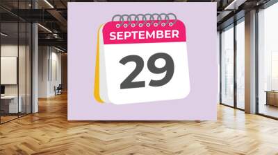 September  29 calendar reminder. 29 September  daily calendar icon template. Calendar 29 September  icon Design template. Vector illustration
 Wall mural