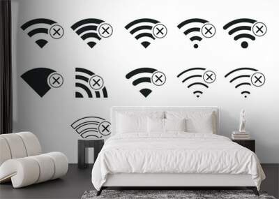 Set of No wireless connections/no wifi icon sign vector on white background 
 Wall mural