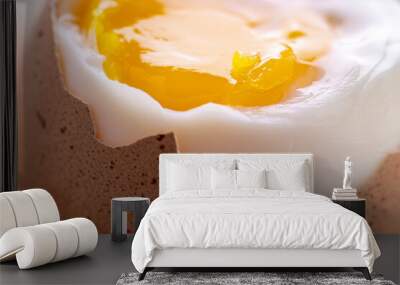 Close up of a perfect soft boiled egg (real photo - no A.I.) Wall mural