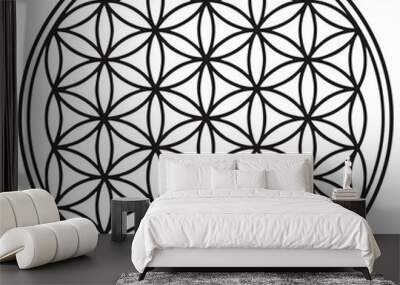 flower of life spiritual symbol black Wall mural