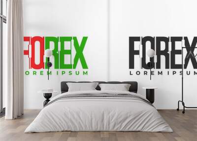 forex logotype in green and red candle stick wordmark logo design vector Wall mural