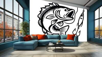 Set of bass fish, fish club logo design, vector illustration. Wall mural