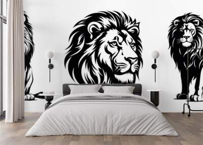 Set of lion, vector illustration, Generative Ai Wall mural