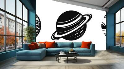 Set of planet black silhouette, vector illustration. Wall mural