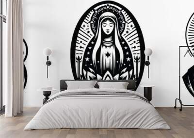 Set of virgin mary, Christianity symbol, vector illustration. Wall mural