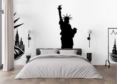 Statue of liberty set,  iconic symbol place in new york city usa, vector illustration. Wall mural