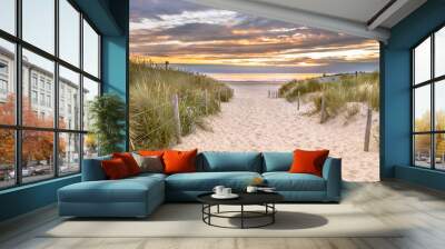 Landscape view of sand dune on the North sea coast Wall mural