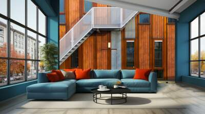 modern wooden building exterior Wall mural