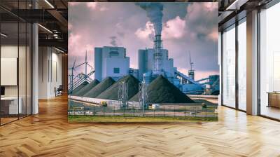 Old fashioned industrial coal powered electricity plant Wall mural