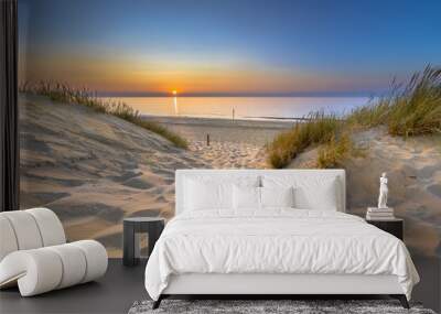 Sunset View over ocean from dune in Zeeland Wall mural