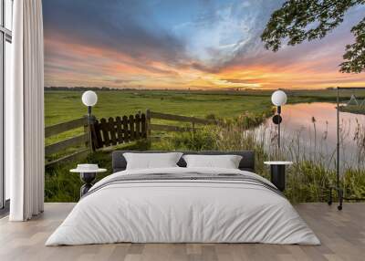 View Over meadows on countryside Wall mural