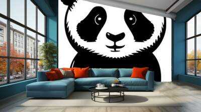 Panda | Black and White Vector illustration Wall mural