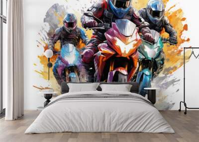 A motorcycle t-shirt design celebrating the spirit of camaraderie and unity, Generative Ai Wall mural