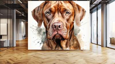 watercolor Dogue de Bordeaux clipart, Generative Ai Wall mural