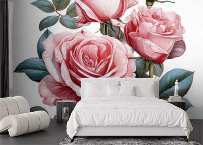 watercolor Rose clipart, Generative Ai Wall mural