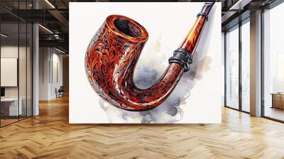 watercolor smoking pipe clipart, Generative Ai Wall mural