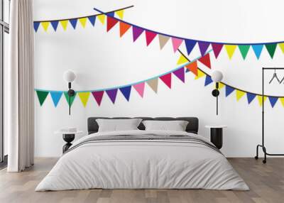 Colorful party flags. Garland with flags. Decorative colorful party pennants for birthday celebration, festival and fair decoration. Vector illustration. Eps file 385. Wall mural