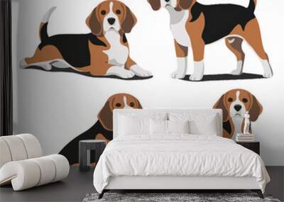 Beagle Silhouette Vector Template Illustration Wall mural