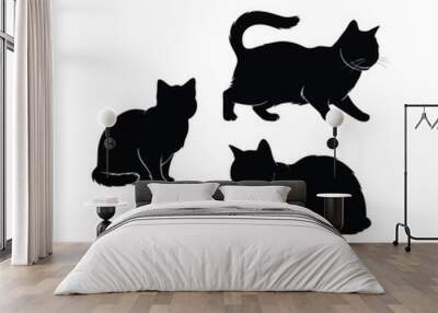 Scottish fold cat silhouette vector template illustration Wall mural