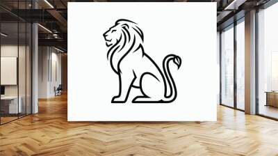 Wild majestic lion silhouette EPS vector animal illustration template on a white background Wall mural