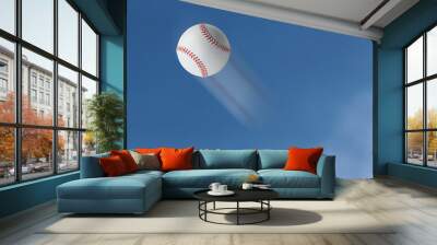 Baseball flying into the sky.
 Wall mural