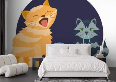 Cat breed cute kitten pet portrait fluffy young adorable cartoon animal and pretty fun play feline sitting mammal domestic kitty vector illustration. Wall mural