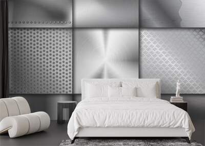 Metal texture pattern background vector metallic illustration background glossy effect Wall mural