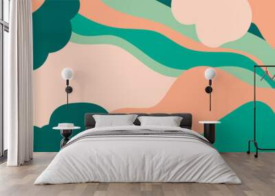 Horizontal abstract banner background in modern colors, in popular flat art style Wall mural