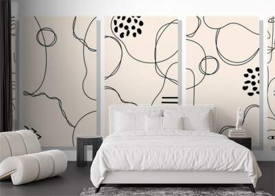 Set of vertical abstract backgrounds or card templates in modern colors, in popular art style Wall mural