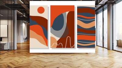 Set of vertical abstract backgrounds or card templates in modern colors, in popular art style Wall mural