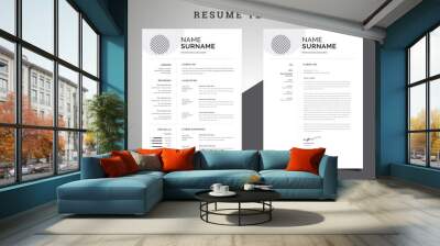 Resume / CV Template with Cover Letter Design Wall mural