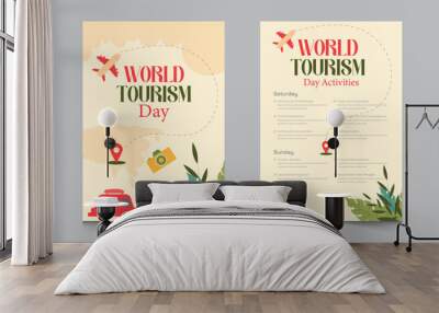 tourism day activity invitation layout template, weekend activities a4 poster or flyer design, vector illustration eps 10 Wall mural