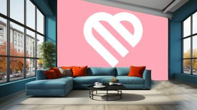 E or M letter based design in heart shape vector symbol Wall mural