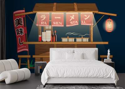 traditional wooden Ramen Stall vector illustration for design element Wall mural