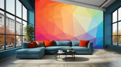 Low poly triangular background in bright rainbow colors. Colorful polygonal banner template. Multicolor backdrop in origami style. Vector eps8 illustration with irregular triangles. Wall mural