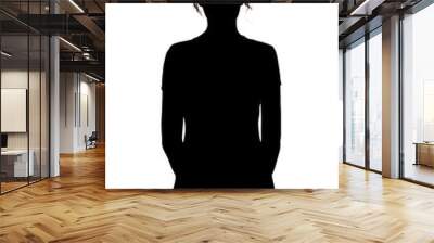 silhouette of young unknown woman on a white isolated background Wall mural