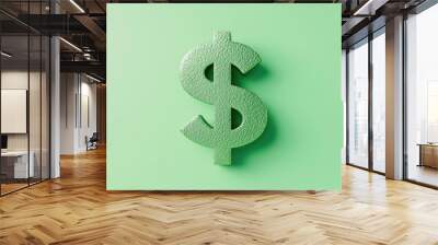 A shiny dollar icon with a bold, upward arrow in bright green, symbolizing financial growth, Modern, 3D Render, Photorealistic Wall mural