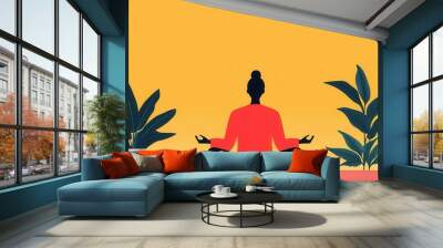 Short meditation session, mindfulness, flat design illustration Wall mural