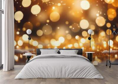 Golden glitter bokeh festive background Wall mural