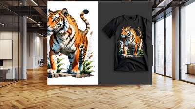 Illustration of tiger t-shirt graphics design ready for print, DTF clipart sticker designs Wall mural