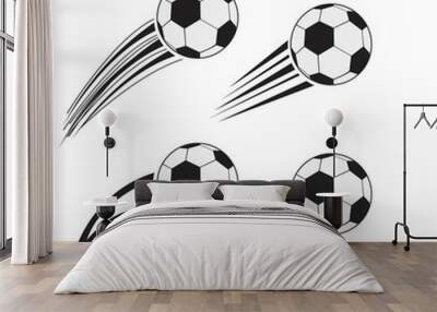 Flying soccer balls set with Wall mural