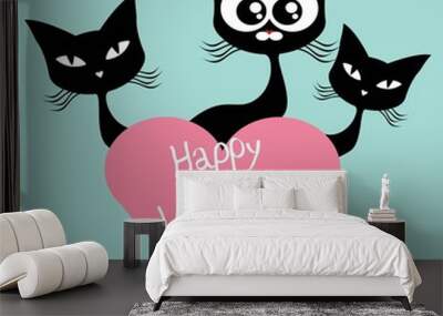 kitten in love Wall mural