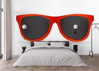 red sunglasses on white background Wall mural