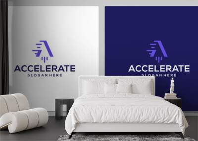 Accelerate logo design template or boost logo graphic design vector illustration. Symbol launch, icon, creative. Wall mural