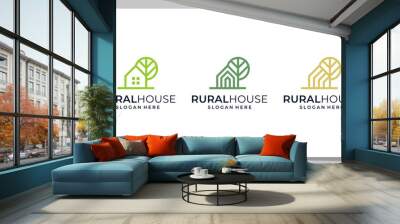 collection of country house logos with flat and abstract models. Wall mural