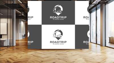 Collection of road map logo design template. Street logo with location point graphic design vector illustration. Symbol, icon, creative. Wall mural