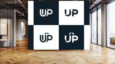 Collection of Startup logo logo design with Letter U and P with sign up arrow in word design graphic vector illustration. Symbol, icon, creative. Wall mural