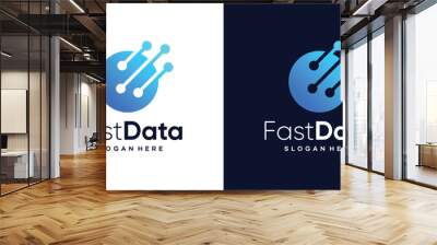 Fast data logo design template. circle with dot connection technology design graphic vector illustration. Symbol, icon, creative. Wall mural